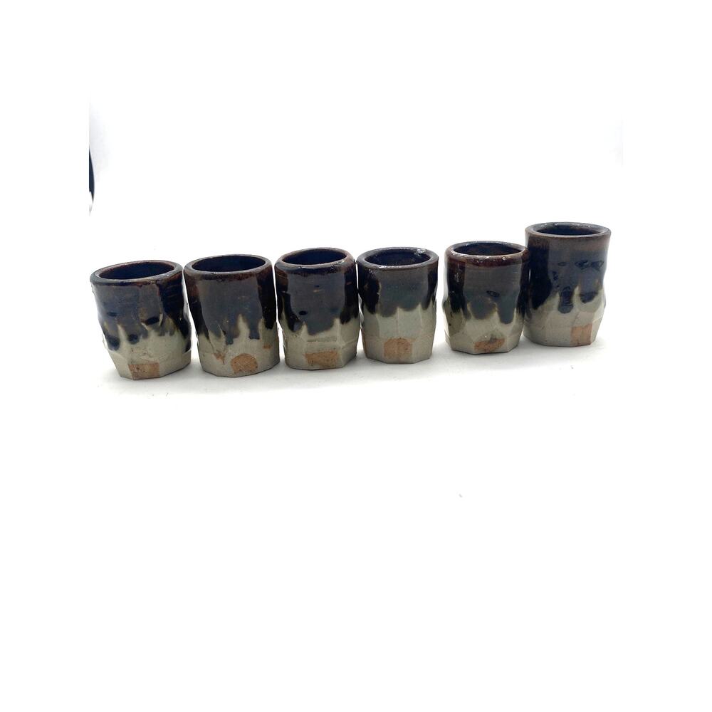 Japanese ANBA Glazed Drip tea cup Hand thrown ceramic clay shots skill artisan